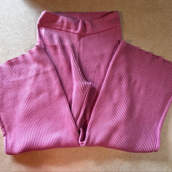 aerie Pants - Aerie Pink Ribbed Knit Wide-Leg Pants sz L